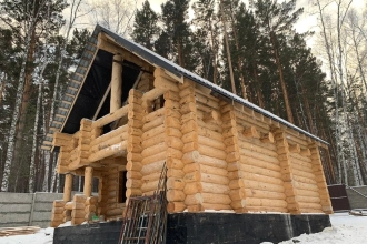сруб, баня, дом, сруб из кедра, рубка